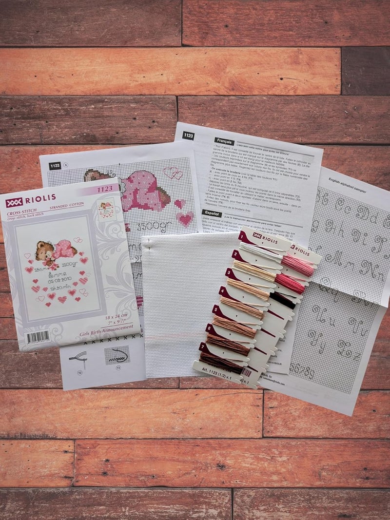 Riolis - Girls Birth Announcement 1123, Cross Stitch Kits 7"X9.5", Cross Stitch Kits for Beginners & Advanced, Crossstitching Kits Adult, Counted Stitching Kits, Embroidery Kit - Image 4